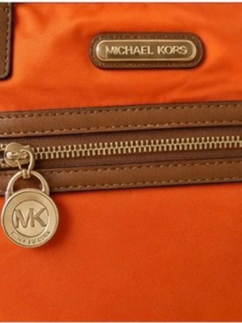 Michael Kors Orange Nylon Tote Bag | Leather Trim | Gold Hardware
